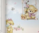 Ver imagem 2 de Papel de parede infantil ursinha no balanço floral M² PP41