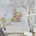 Ver imagem 4 de Papel de parede infantil ursinha no balanço floral M² PP41