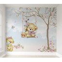 Ver imagem 1 de Papel de parede infantil ursinha no balanço floral M² PP41
