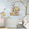 Papel de parede infantil ursinha no balanço floral M² PP41 - 5