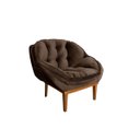 Ver imagem 2 de Poltrona Decorativa Marcela Em Tecido Veludo Base Em Madeira - Marrom
