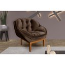 Ver imagem 3 de Poltrona Decorativa Marcela Em Tecido Veludo Base Em Madeira - Marrom