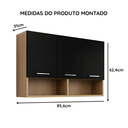 Ver imagem 7 de Armário Aéreo Cozinha Itália 3 Portas Moderno Preto/nature