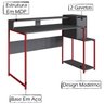Mesa Para Computador Gamer 2 Gavetas RYZE 4501 Vermelho Grafite PP - 3