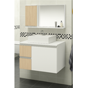 Ver imagem 1 de Kit Gabinete Mdf com Cuba e Espelheira 0,60m para Banheiro:branco/madeirado