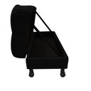 Ver imagem 2 de Recamier Baú Luis Xv Capitonê Retrô 160cm Suede Preto Pés Madeira Ms Decor
