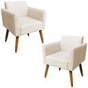 Ver imagem 1 de Kit 02 Poltronas Decorativas Isabella Pés Palito Madeira Suede Bege - Gran Belo