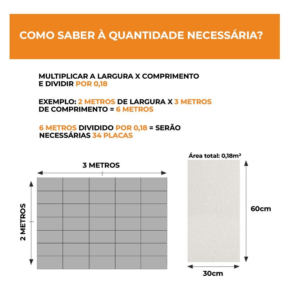 Kit 20 Unidades Placa Adesiva Flexível para Parede Linho Cinza Claro 30x60cm - 5