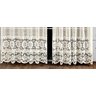 Cortina Pia Renda Cozinha Bege Lisa Floral 1,60x0,80 Alt - 6