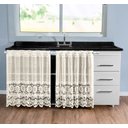 Ver imagem 2 de Cortina Pia Renda Cozinha Bege Lisa Floral 1,60x0,80 Alt