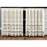 Cortina Pia Renda Cozinha Bege Lisa Floral 1,60x0,80 Alt - 3
