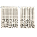 Ver imagem 1 de Cortina Pia Renda Cozinha Bege Lisa Floral 1,60x0,80 Alt