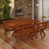 Conjunto Mesa Rústica 2m 4 Bancos e 2 Cadeiras Madeira Maciça Eucalipto:Cerejeira - 5