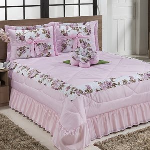 Kit Cobre Leito Amazonas Casal Super King 04 Peças - Rosa