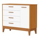 Ver imagem 1 de Cômoda Infantil Flip 1 Porta e 4 Gavetas Branco Fosco/savana - Reller Móveis