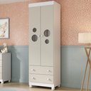 Ver imagem 1 de Guarda-roupa Infantil 62cm 2 Portas com Vidro e 2 Gavetas Bombom Multimóveis Mp4461 Branco-off
