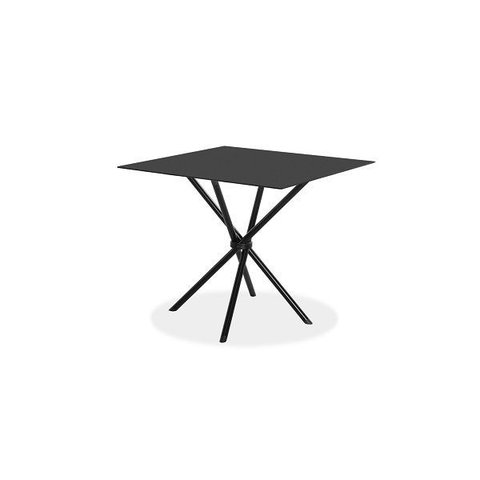 Conjunto Mesa Tampo de Vidro Preto 80x80 Lizandra com 4 Cadeiras Craqueado