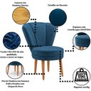 Ver imagem 3 de Kit 3 Cadeiras para Mesa de Jantar Estrutura em Madeira Maciça Tecido Veludo Premium Pés Palito