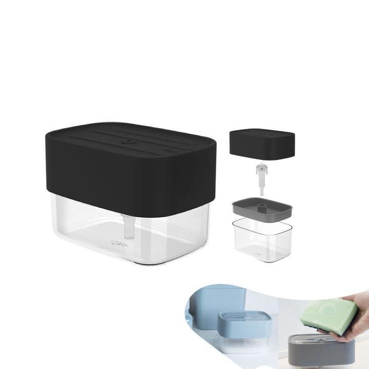 Kit Dispenser Porta Detergente Escorredor Rodo Pia - Preto - 4