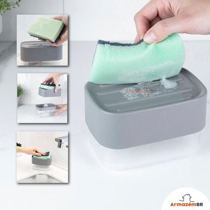 Kit Dispenser Porta Detergente Escorredor Rodo Pia - Preto - 5