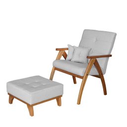 Poltrona Giovana com puff linho White Off Ideal Moveis - 2