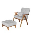 Ver imagem 2 de Poltrona Giovana com puff linho White Off Ideal Moveis