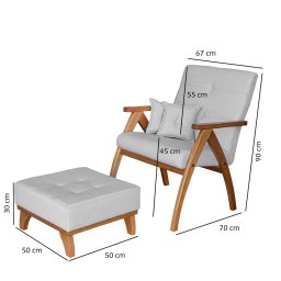Poltrona Giovana com puff linho White Off Ideal Moveis - 3