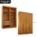 Ver imagem 3 de Dormitório Modulado Casal Orion 100% MDF Cinamomo - Leifer
