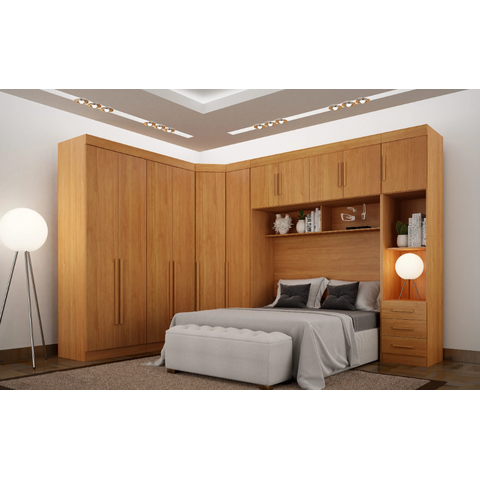 Dormitório Modulado Casal Orion 100% MDF Cinamomo - Leifer