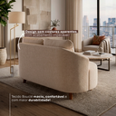Ver imagem 4 de Sofá Tecido Bouclé Orgânico Curvo 2 Lugares Offwhite Acabamento Premium Sala Recepção