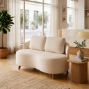 Ver imagem 1 de Sofá Tecido Bouclé Orgânico Curvo 2 Lugares Offwhite Acabamento Premium Sala Recepção