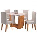 Ver imagem 2 de Mesa de Jantar 4 Lugares Floripa Mel/blonde/veludo Marfim - Viero Móveis