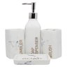 KIT ACESSÓRIOS DE BANHEIRO LAVABO 4 PEÇAS RESINA MARMORIZADO:Branco - 6