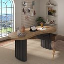 Ver imagem 1 de Escrivaninha Mesa Escritório Diretor Organic Curva com 2 Gavetas 200cm Marrom Artany