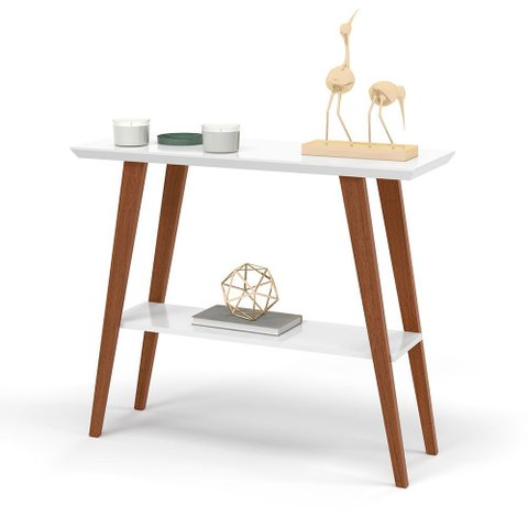 Aparador Davi Tampo Mdf 30mm Pés em Madeira Branco Amadeirado - Ofertamo