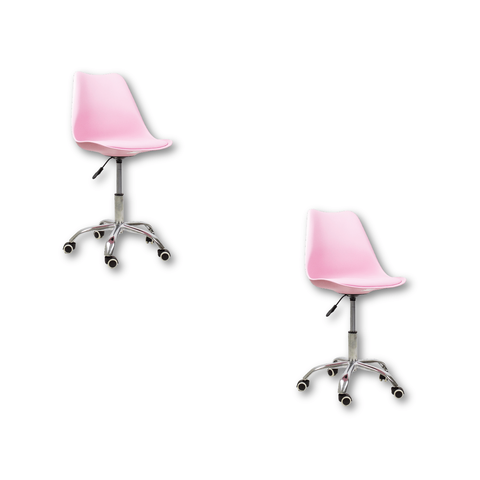 Cadeira Office Base Cromada Oficial com Rodízio Giratória Saarinen - Rosa - 2