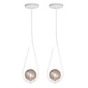 Ver imagem 1 de Kit 2 Pendentes Lustre On Drop Branco Globo de Vidro Fumê