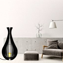 Abajur Grande de Chão GOTAS DE ORVALHO MDF Luminária -:Preto/90x40cm - 3