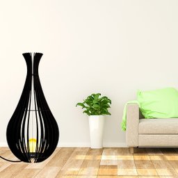 Abajur Grande de Chão GOTAS DE ORVALHO MDF Luminária -:Preto/90x40cm - 4