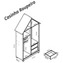 Ver imagem 7 de Casinha 2p Roupeiro C/pés Cor:pink Ploc e Branco
