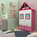 Ver imagem 1 de Casinha 2p Roupeiro C/pés Cor:pink Ploc e Branco