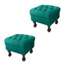 Ver imagem 1 de Kit 02 Puffs Decorativo Em Captonê Retrô Luis Xv Suede Azul- LM DECOR