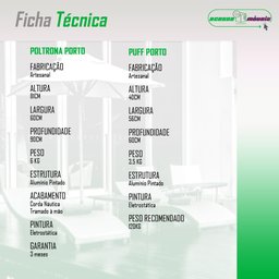 Cadeira Poltrona e Puff Porto para Área Externa em Alumínio e Corda Náutica - 6