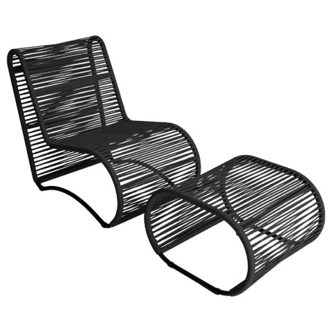 Cadeira Poltrona e Puff Porto para Área Externa em Alumínio e Corda Náutica