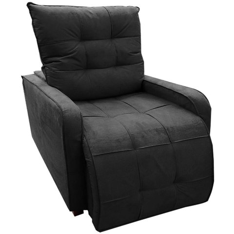 Poltrona Retratil e Reclinavel Com Rodape Regulavel Azera Preto