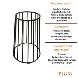 Base de Mesa Jantar 75 Cm Redonda S/ Tampo Ferro - 3