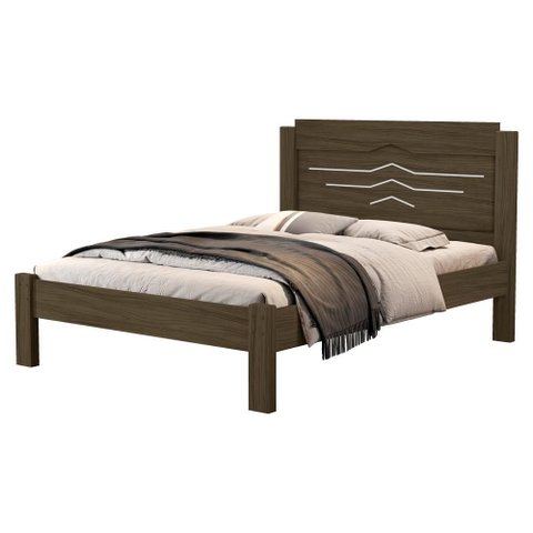 Cama Casal Mdf 195x144 Cm Sofia Castanho Off Decmade