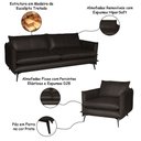 Ver imagem 2 de Conjunto Poltrona e Sofá Decorativo Sala de Estar América 4 Lugares 240cm Couro Capuccino - Mozzelar