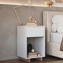 Ver imagem 2 de Mesa de Cabeceira 1 Gaveta e 1 Nicho B88 Branco Montana Novam