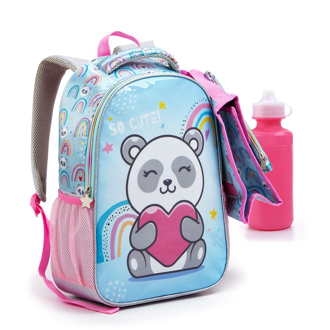 Kit Conjunto Mochila Infantil Menina Zoop Animais Lançamento Seanite Kt41382 Água - 2